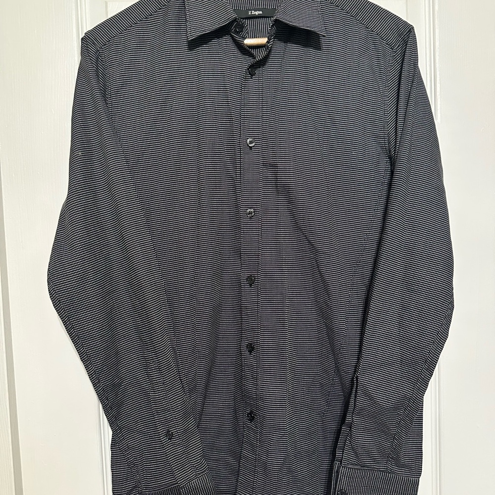 Z Zegna Black and White Striped Dress Shirt